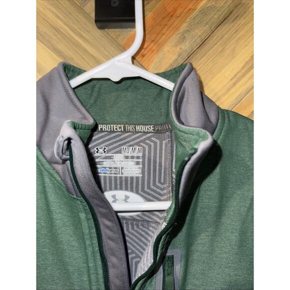 Colorado State Rams Jacket Under Armour Mens Med Green Cold Gear Loose 1/2 Zip - Picture 3 of 5